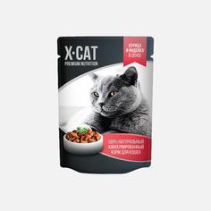 Влажный корм для кошек X-CAT, индейка, курица, 85г