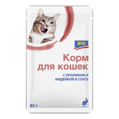 Влажный корм для кошек Aro, индейка, кролик, 85г