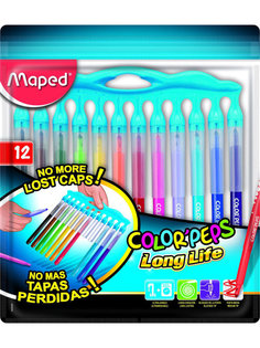 Фломастеры COLORPEPS LONG LIFE смываемые 12 цв. с заблокир. пиш. узлом Maped