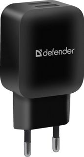 Сетевое зарядное устройство для телефона на 2xUSB, 5V/2.1А EPA-13, черный Defender