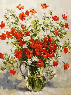Картина по номерам Белоснежка Букет в кувшине, 30x40