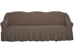 Чехол на трехместный диван с оборкой CONCORDIA, коричневый