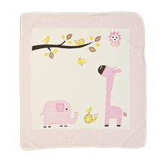 Одеяло-конверт Baby Fox Слоник и жираф, летнее, цвет розовый, 85х85 см