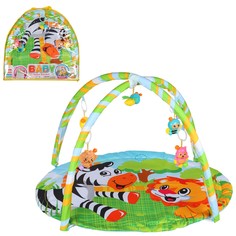 Развивающий коврик Компания друзей круглый, подвески-погремушки, 62х60 см