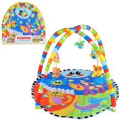 Развивающий коврик Smart Baby с подвесками-погремушками, 82 х 64 см, синий