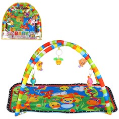 Развивающий коврик Компания друзей прямоугольный, подвески-погремушки 62х60 см
