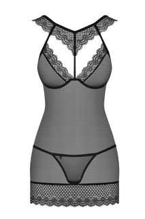 Сексапильная сорочка с кружевным воротником S/M Obsessive