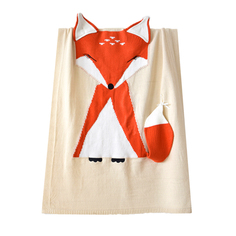 Детский вязанный плед Baby Fox Лисичка, цвет бежевый, 110x75 см