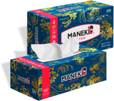 Салфетки бумажные Maneki OCEAN, 2 слоя, белые, 250 шт./коробка
