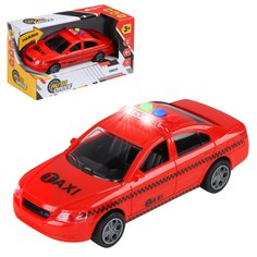 Машинка инерционная AUTODRIVE, такси, свет, звук, красный, JB1167949