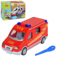Машинка игрушечная PLAYSMART инерционная, Пожарная служба, конструктор, красный, JB0402318