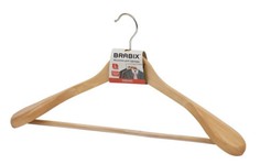 Вешалка-плечики, анатомическая "Brabix. Люкс", дерево, 45 см, цвет натуральный