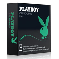 Презервативы Playboy 3 в 1 плотнооблегающие с ребристой и точечной поверхностью 3 шт.