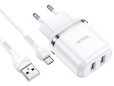 Зарядное устройство Hoco N4 Aspiring 2.4A + кабель MicroUSB White