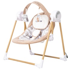 Электронные качели детские Amarobaby wooden swing, бежевый AB20-22WOOD/03