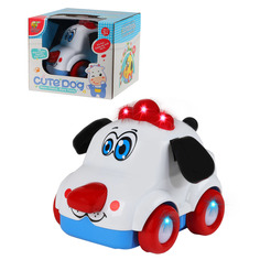 Развивающая игрушка Машинка - Щенок, свет, звук, белый, JB0403759. No Brand