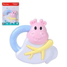 Развивающая игрушка Smart Baby Бегемот погремушка на блистере, бело-розовый, JB0333742