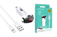 Зарядное устройство BOROFONE BZ15 Auspicious автом. 2USB 2400mAh + USB Lightning черное