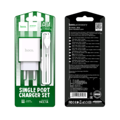 Сетевое зарядное устройство Hoco Type-C на 1 USB 2.1A C81a белое
