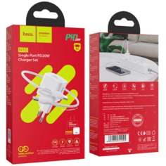 Сетевое зарядное устройство Hoco Lightning PD 3.0 N10 белое