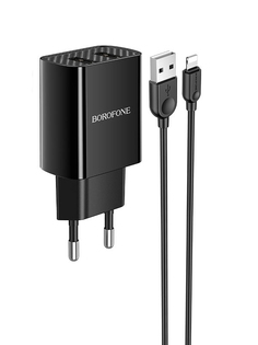 Зарядное устройство Borofone BA53A Powerway 2xUSB + кабель Lightning Black 6931474739155