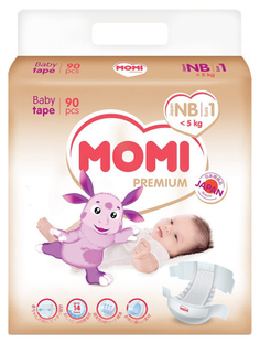 Подгузники для новорожденных Momi Premium 0-5 кг 90 шт