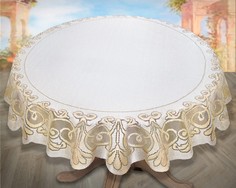 Скатерть Haft 243833/150, круглая, размер:D=150 см, цвет: кремово-золотистый