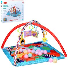 развивающий коврик Smart Baby Озорные животные 3 в 1,манеж,сухой бассейн,голубой,JB0333900