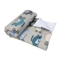 Плед AmaroBaby РАСТЕМ ВМЕСТЕ 95х85 хлопок/minky Велосипедисты AMARO-62RV-Ve