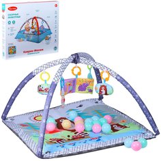 развивающий коврик Smart Baby Озорные животные 3 в 1,манеж,сухой бассейн,серый, JB0333898
