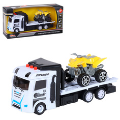 Игрушечная машинка AUTO DRIVE Автовоз с квадрациклом звук/свет, белый, JB0404499