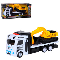 Игрушечная машинка AUTO DRIVE Автовоз с экскаватором звук/свет, белый, JB0404508
