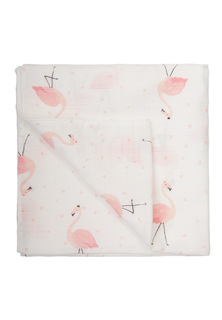 Муслиновая пеленка Фламинго, цвет: белоснежный с рисунком, 120х120 см Сонный гномик