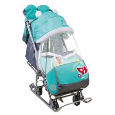 Санки-коляска Nika Kids, цвет: лисичка, изумруд Nika
