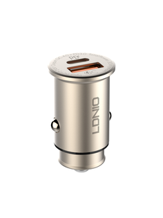Автомобильное зарядное устройство LDNIO C506Q + Кабель Type-C, PD+QC 4.0+, 2 USB Champaign