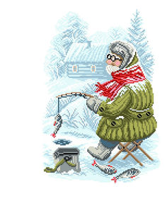 Канва с рисунком Матренин посад Рыбак(28х37см) 1673