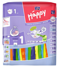 Подгузники для новорожденных Bella Baby Happy Newborn 1 (2-5 кг), 1 шт.