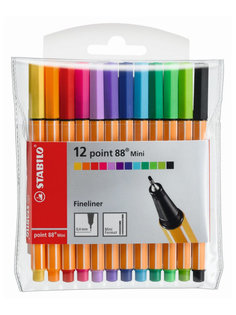 Набор ручек капиллярных "Stabilo point 88 mini", 12 ручек
