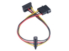 Аксессуар Кабель переходник Akasa 4pin PSU Molex to 2x 15pin SATA Power 30cm AK-CBPW01-30