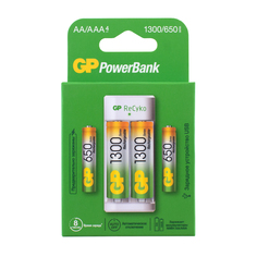 Зарядное устройство + аккумуляторная батарейка GP ААА 650 mAh 4 шт