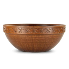 Салатник резной из красной глины 2,2л. "Дымленая керамика" (50308)