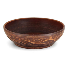 Миска резная из красной глины 1,3л. "Дымленая керамика" (50291)