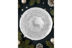 Блюдо 32х32х2 см Elan Gallery Северный олень, жемчужно-белое