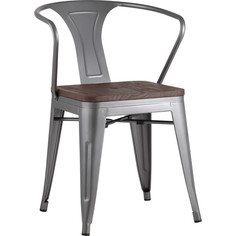Стул TOLIX ARM WOOD серебристый матовый + темное дерево Stool Group