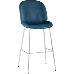 Стул барный Турин со спинкой, бархат маренго, хромированные ножки Stool Group