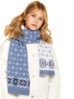 Шарф детский Scandica Sandra белый/серо-голубой One Size
