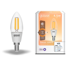 Умная Wi-Fi лампочка Gauss Smar Home Filament С35 4,5W 495лм E14 диммируемая