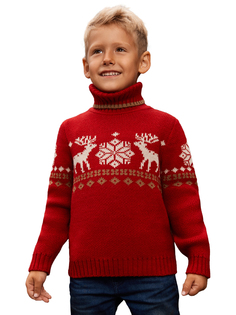 Свитер детский Scandica Elks темно-красный р. 86