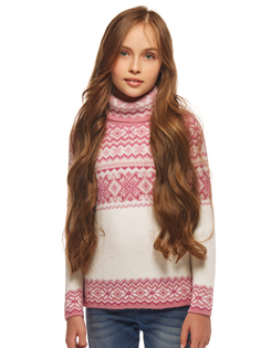 Свитер детский Scandica Voss белый/розовый р. 164-170