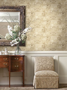 Бумажные обои с акриловым покрытием SEABROOK DAMASK FOLIO, арт.DF30101 США Цвет:Бежевый